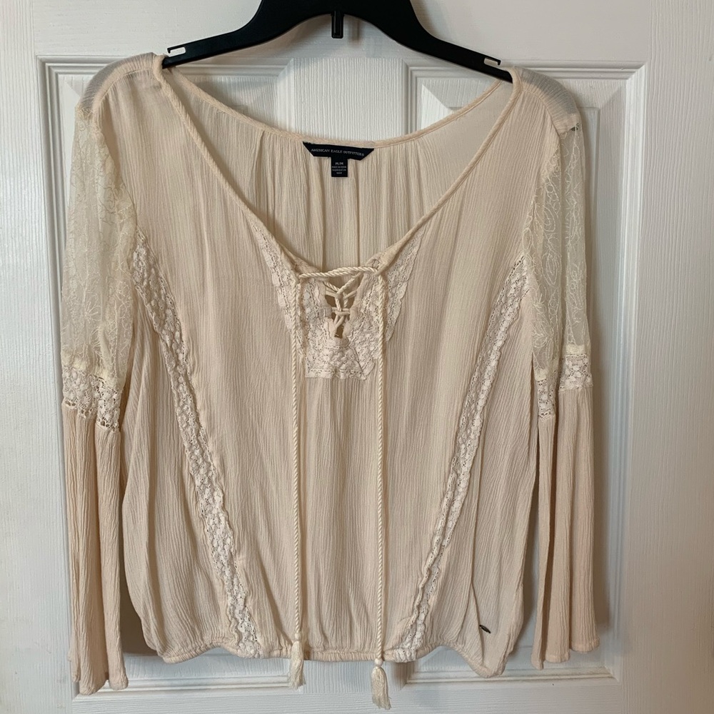 AE lace up blouse